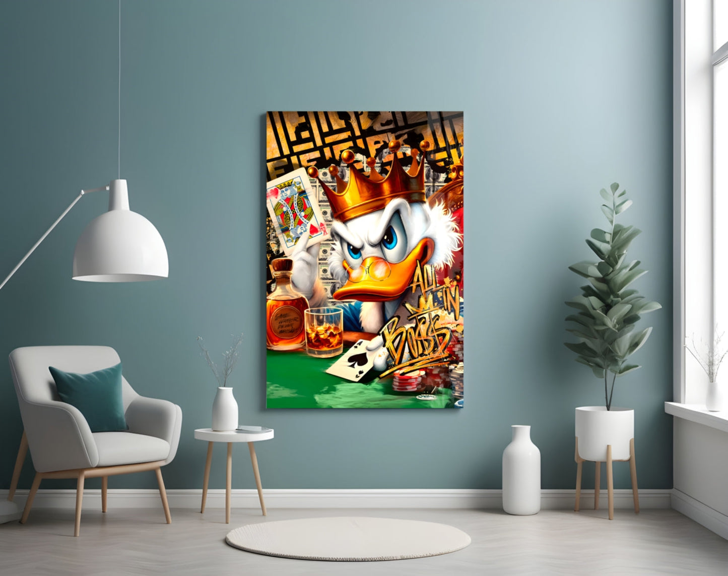 Scrooge King of Poker Glass Wall Art || Designer Collection
