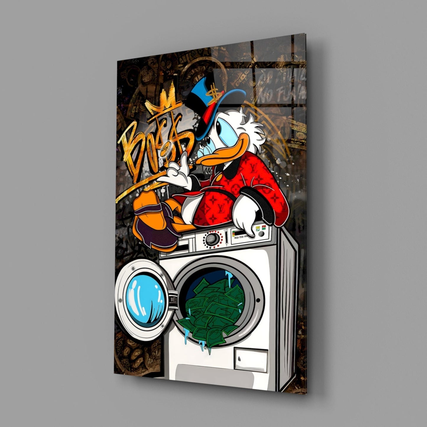 Scrooge's Money Laundering (Glass Wall Art)