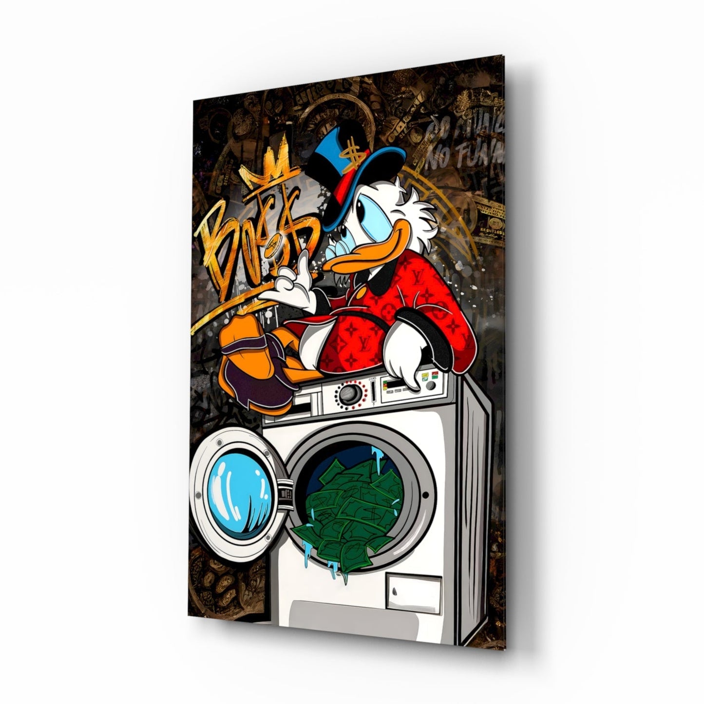 Scrooge's Money Laundering (Glass Wall Art)