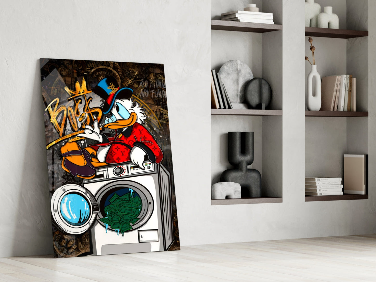 Scrooge's Money Laundering (Glass Wall Art)