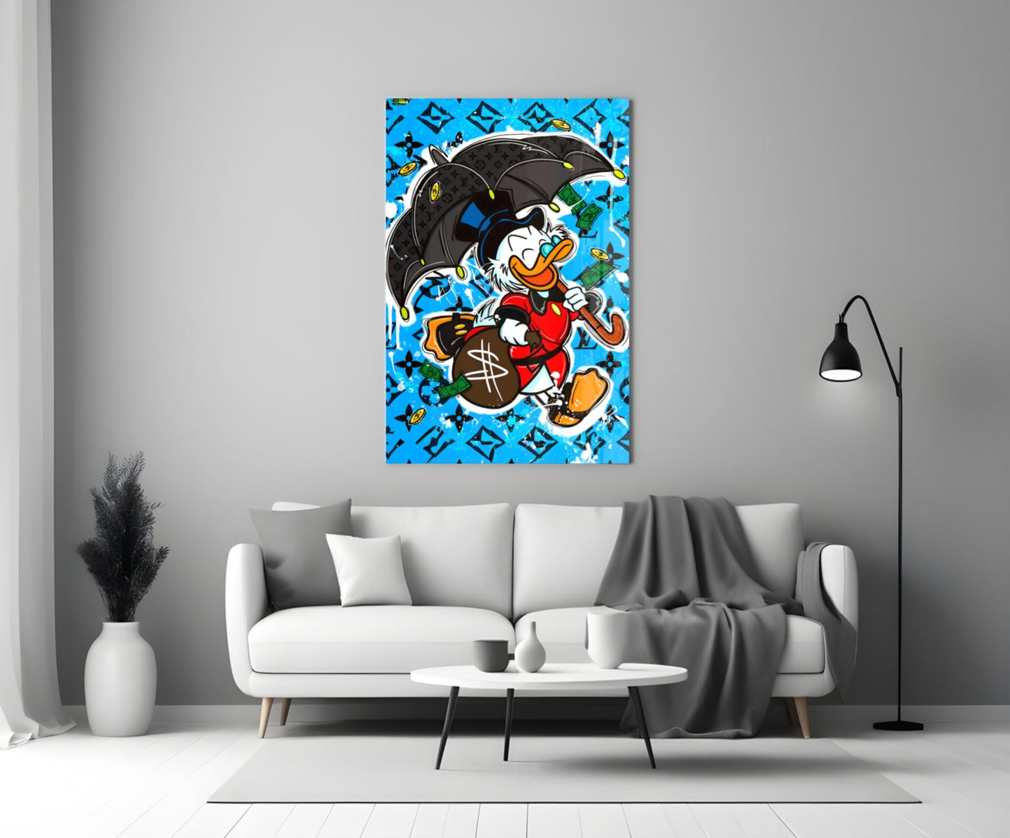 Scrooge's Money Rain Glass Wall Art || Designer Collection
