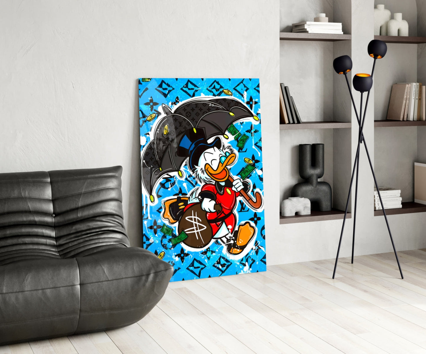 Scrooge's Money Rain Glass Wall Art || Designer Collection