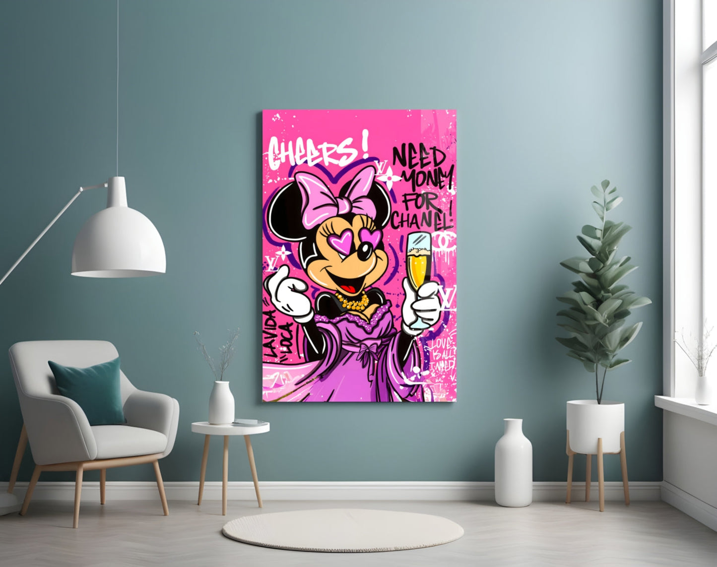 Minnie and Champagne Glass Wall Art || Designer Collection