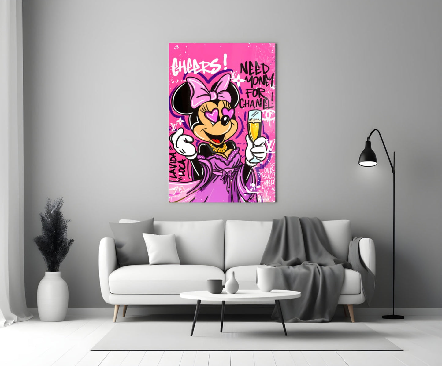 Minnie and Champagne Glass Wall Art || Designer Collection