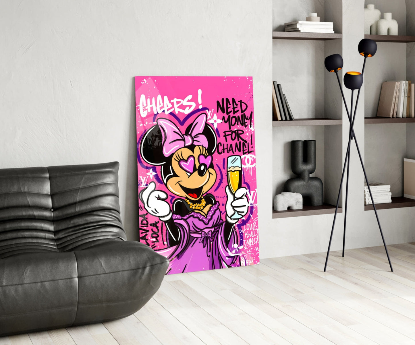Minnie and Champagne Glass Wall Art || Designer Collection