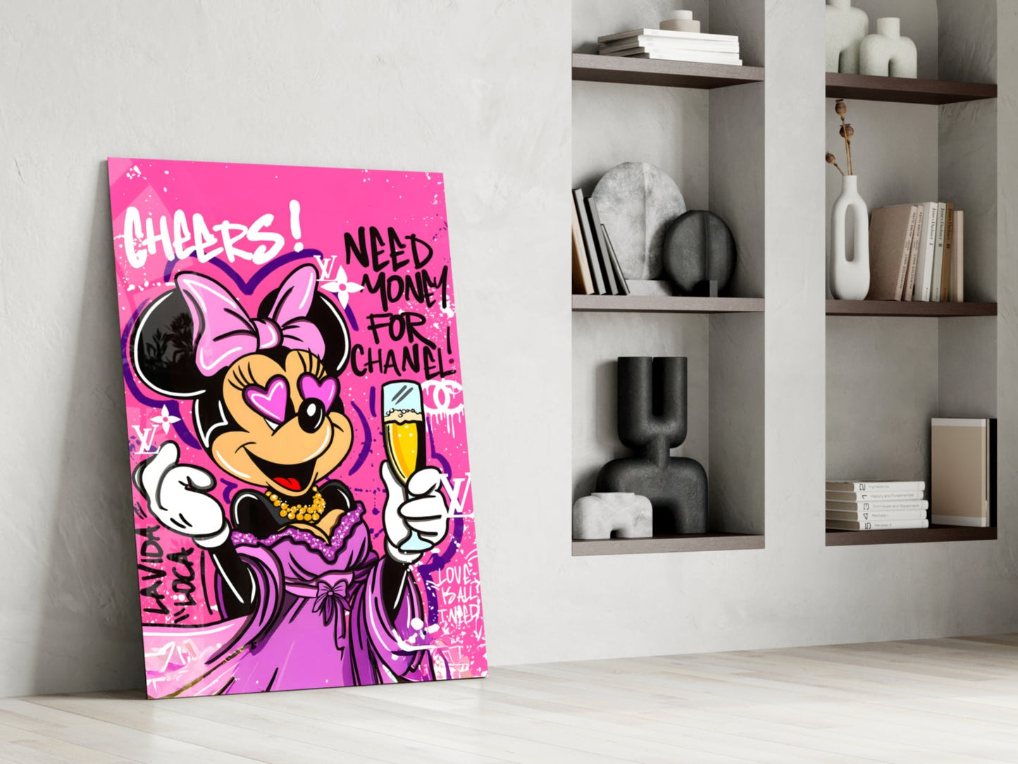 Minnie and Champagne Glass Wall Art || Designer Collection