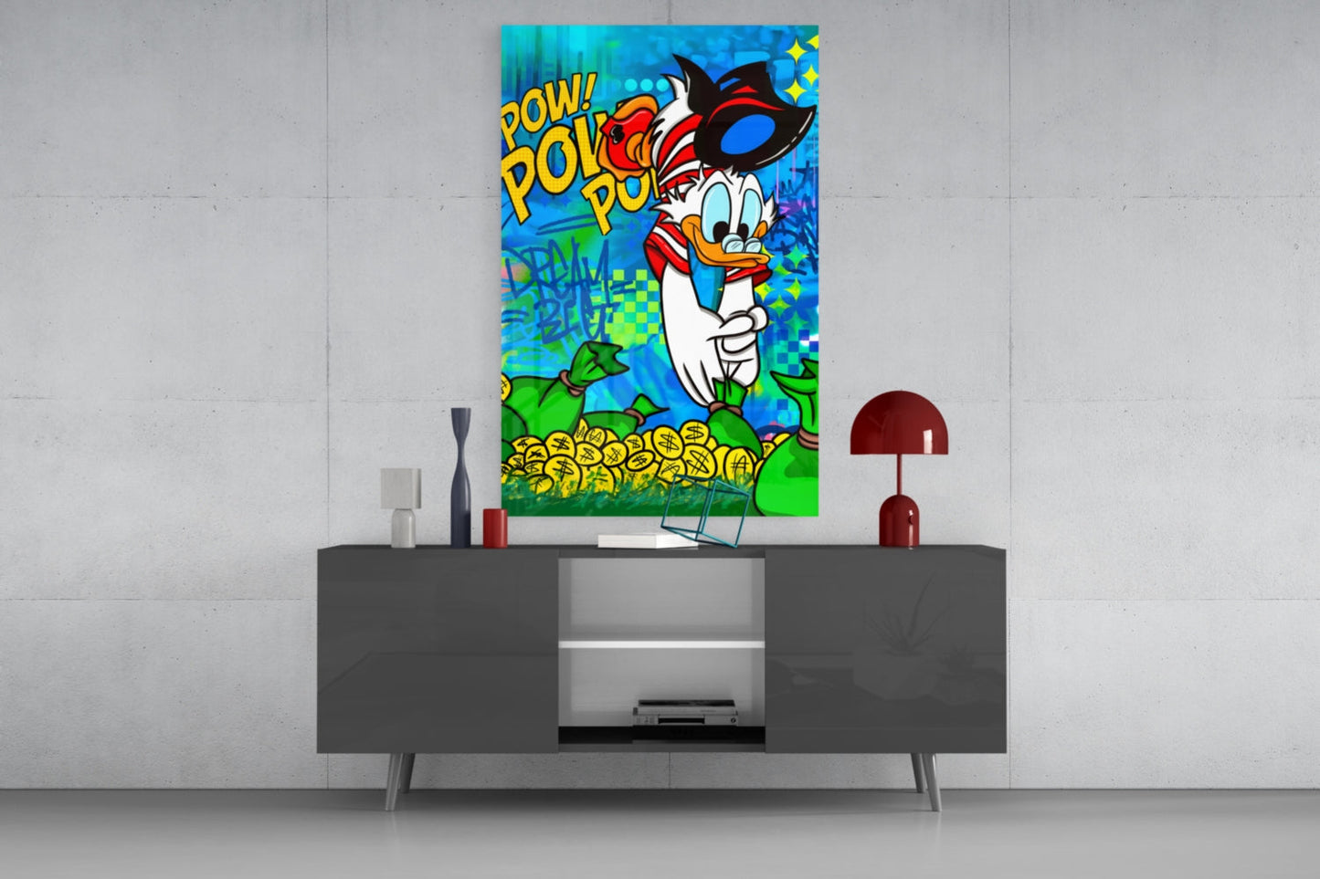 Donald the Money Man Glass Wall Art || Designer Collection