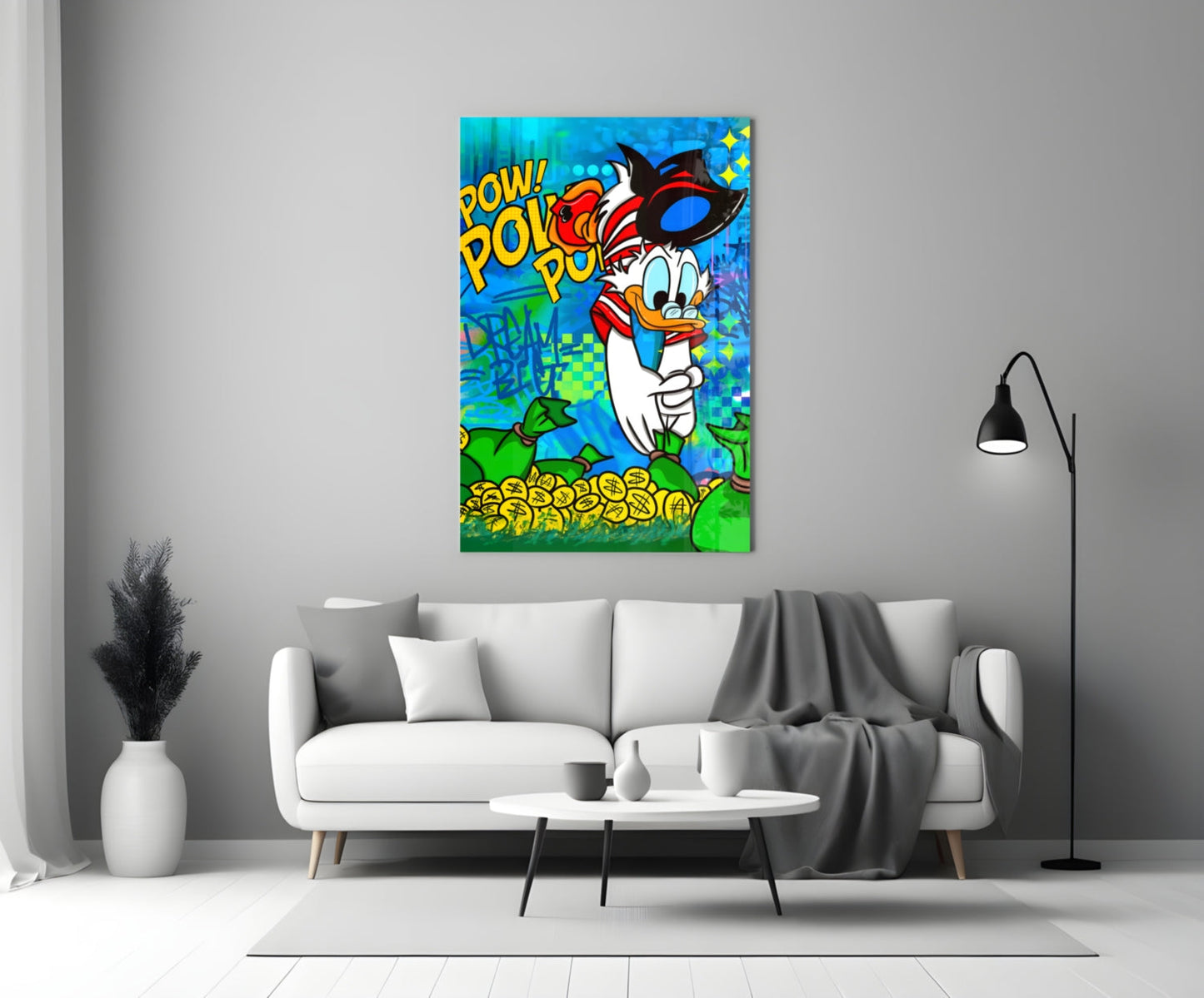 Donald the Money Man Glass Wall Art || Designer Collection