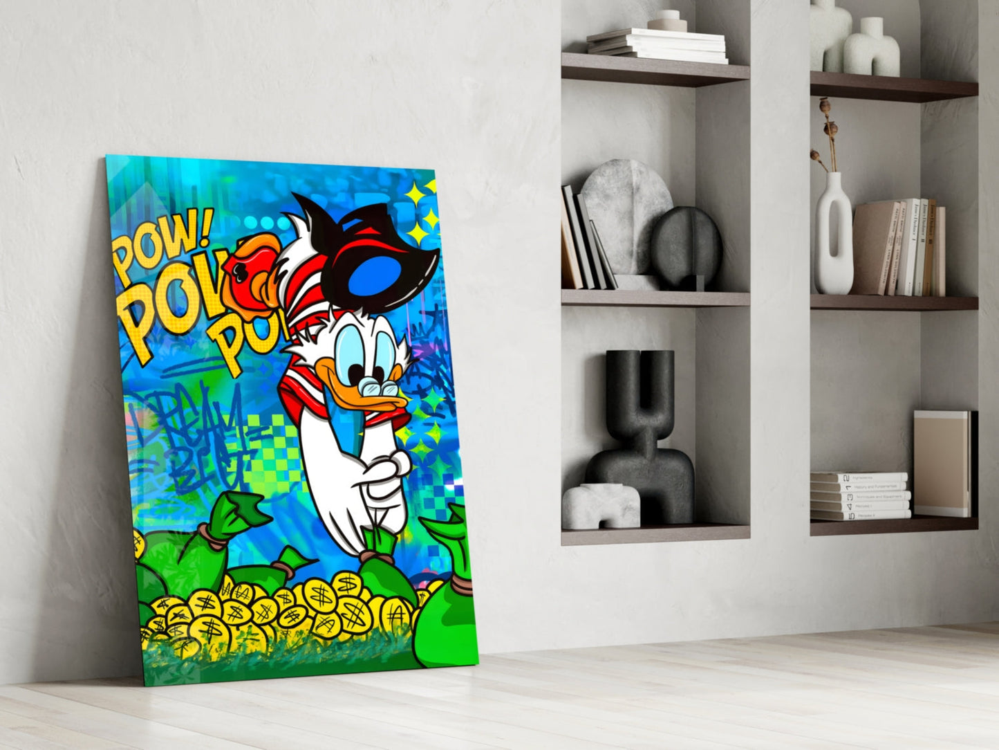 Donald the Money Man Glass Wall Art || Designer Collection