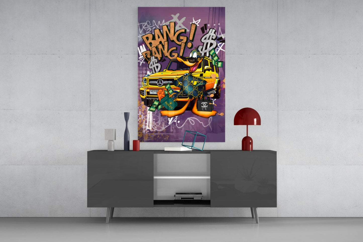 Daffy Luxury and Speed Glass Wall Art || Designer Collection