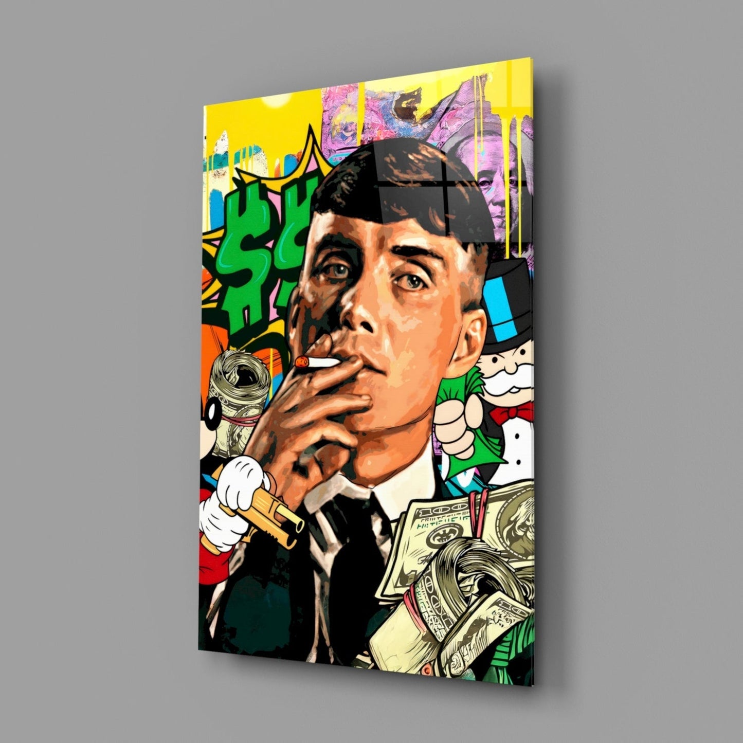 Tommy Shelby Money and Power Glass Wall Art || Designer Collection