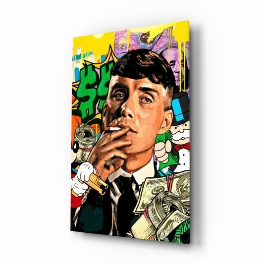Tommy Shelby Money and Power Glass Wall Art || Designer Collection