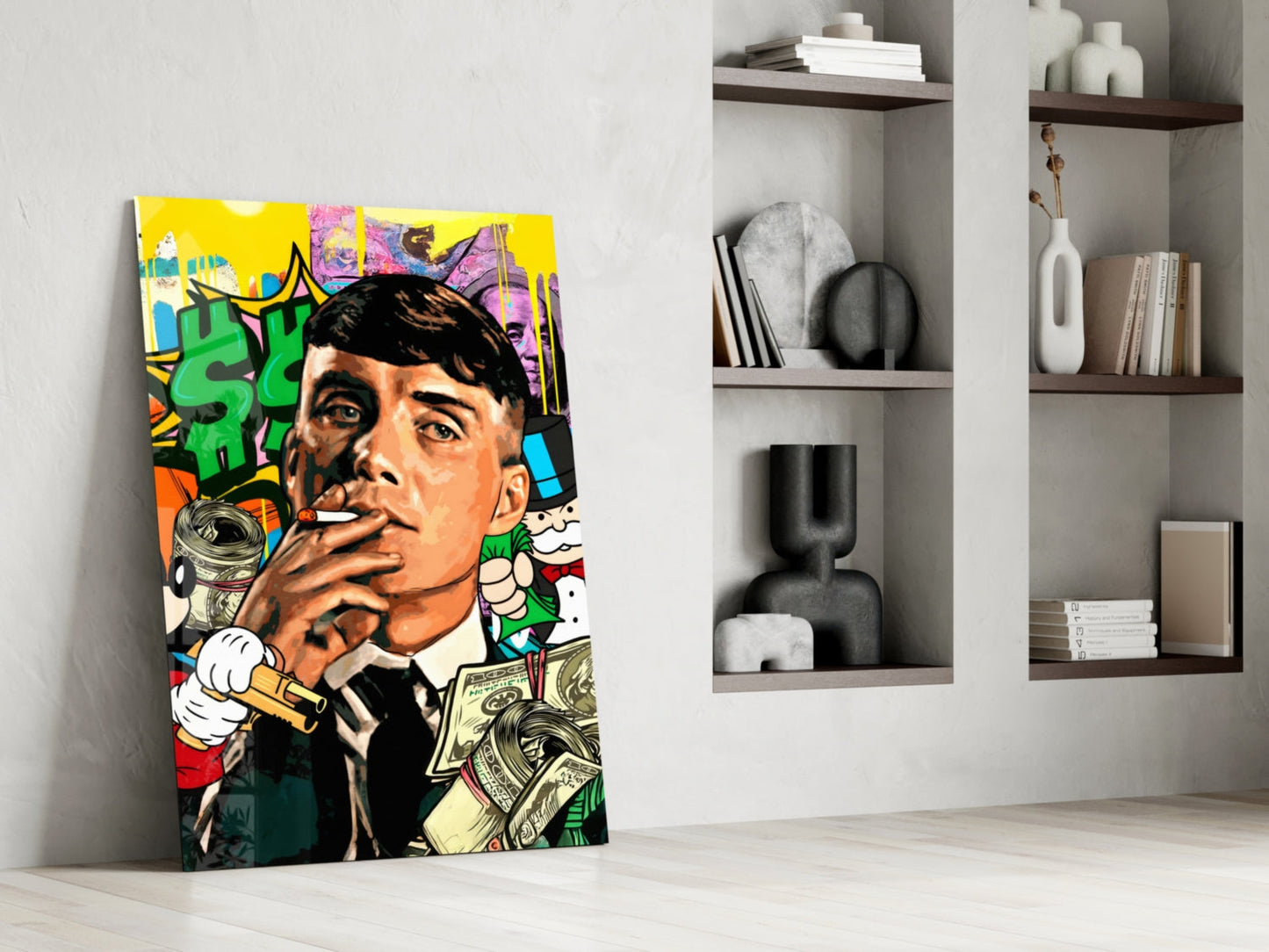 Tommy Shelby Money and Power Glass Wall Art || Designer Collection