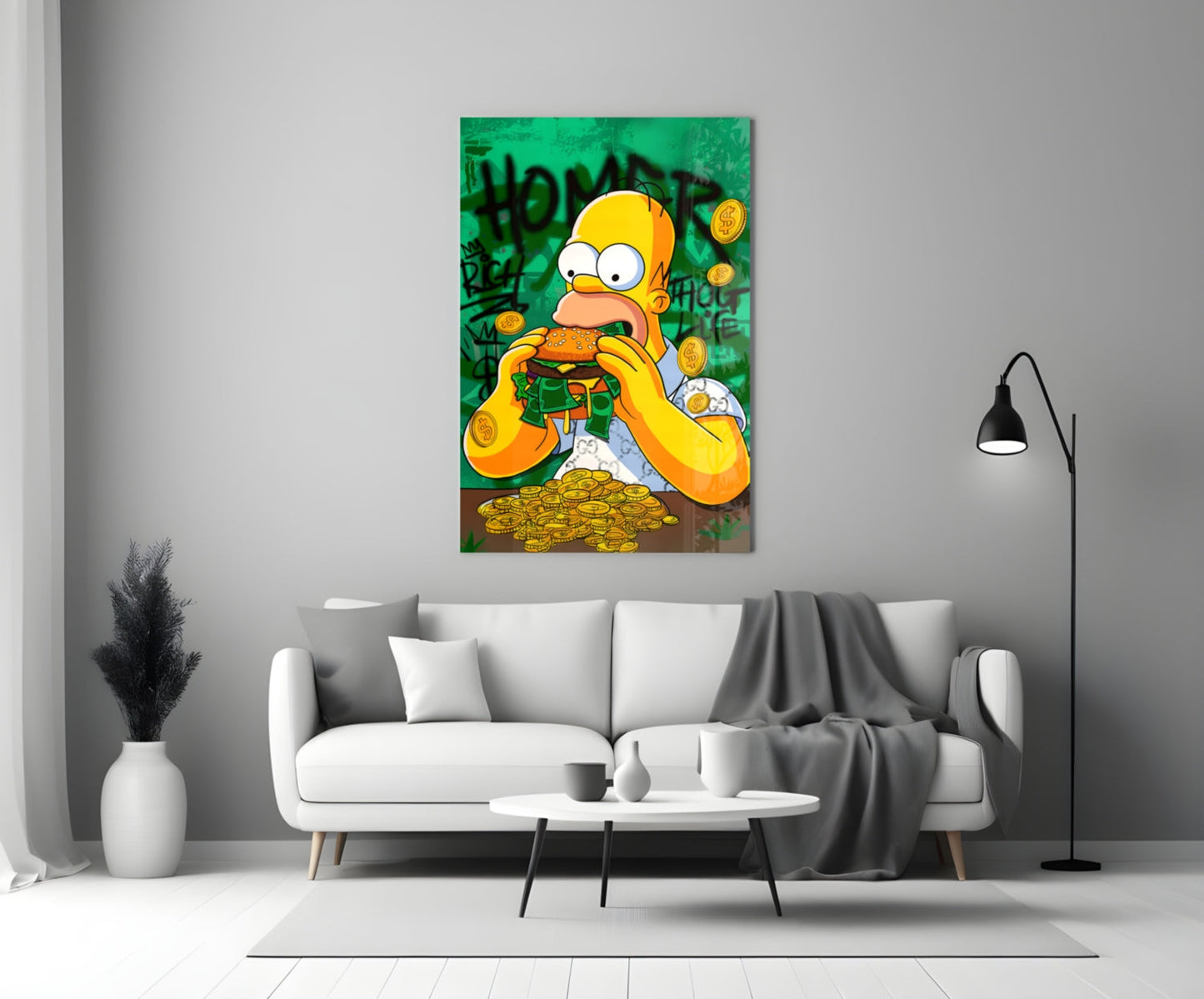 Homer The Taste of Greed Glass Wall Art || Designer Collection