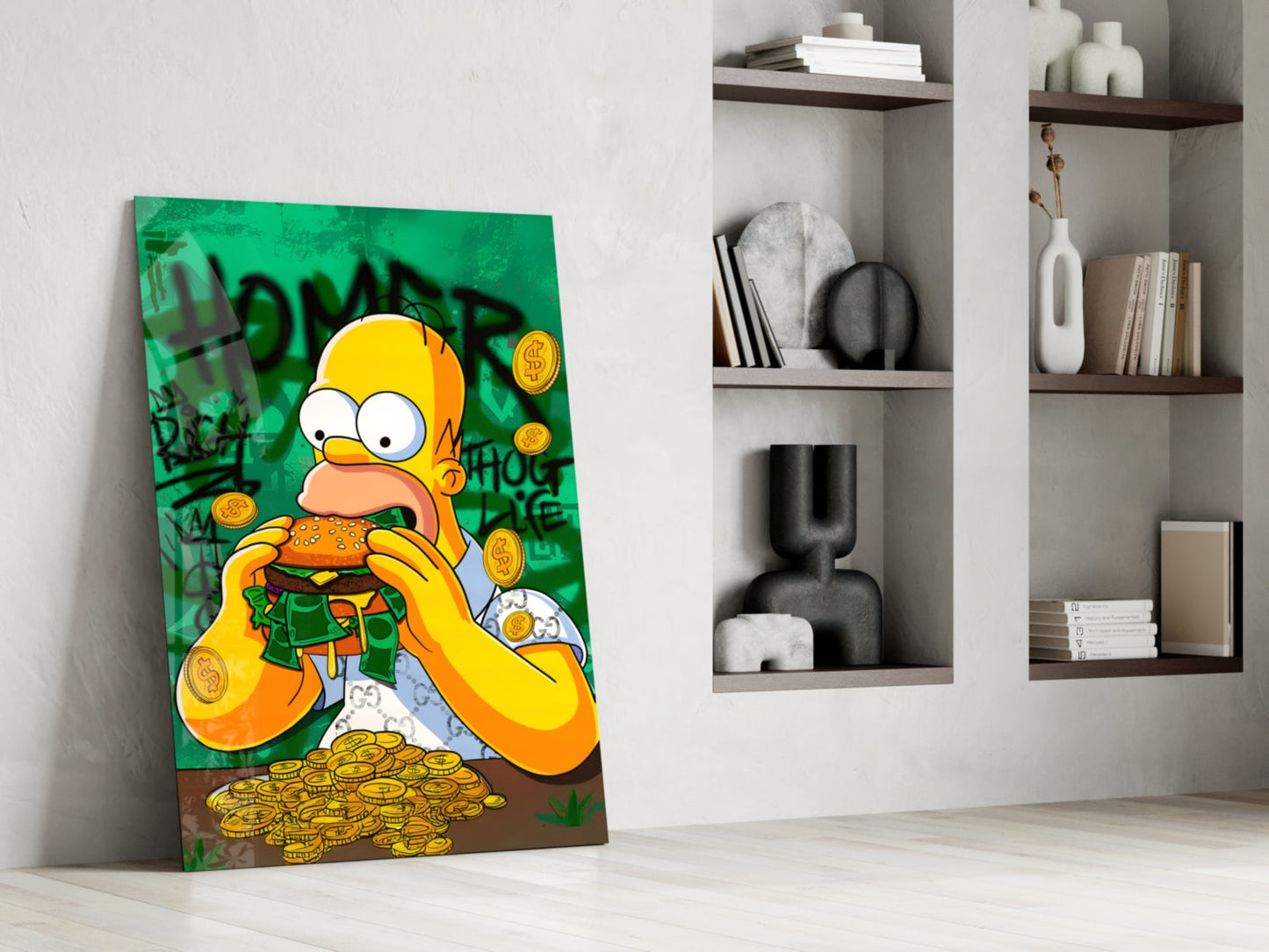 Homer The Taste of Greed Glass Wall Art || Designer Collection