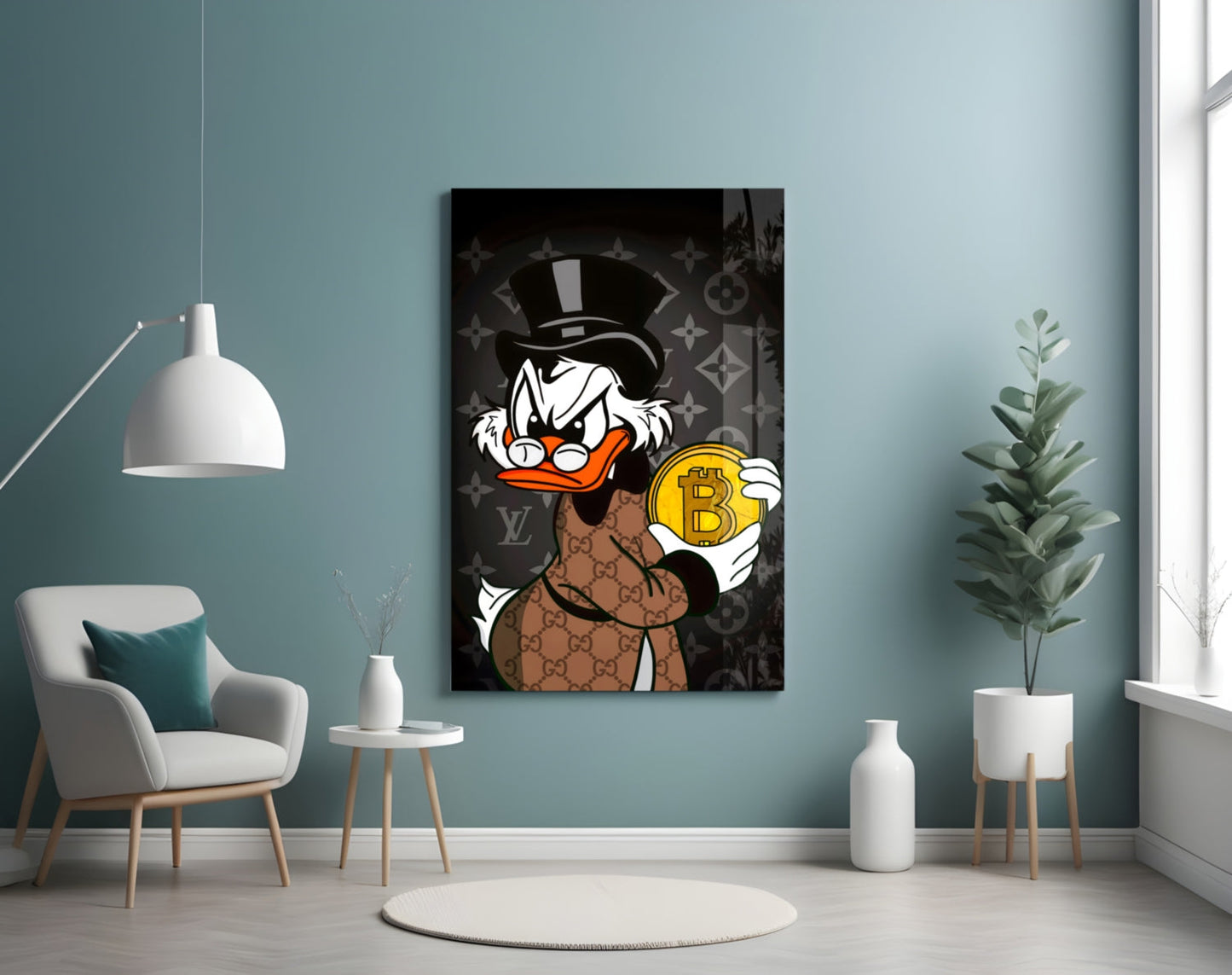 Crypto Rich Scoundrel Glass Wall Art || Designer Collection