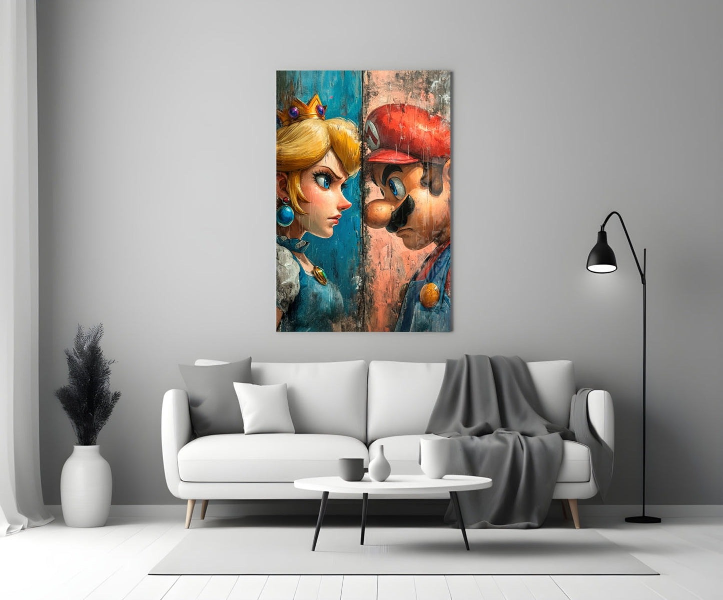 Mario and the Princess Glass Wall Art || Designer Collection