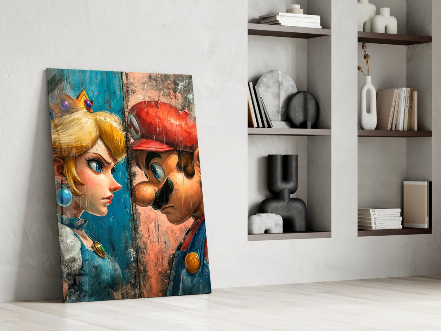 Mario and the Princess Glass Wall Art || Designer Collection