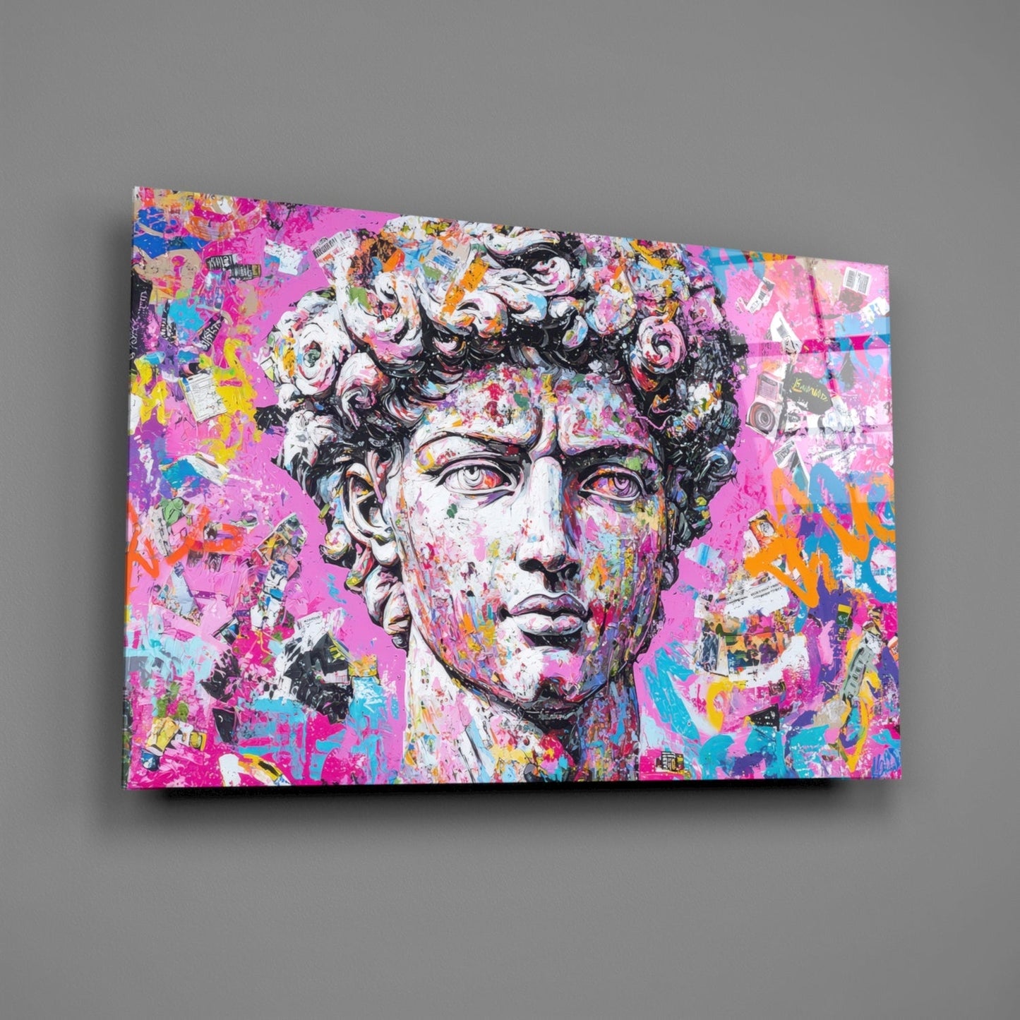 Graffiti David Glass Wall Art || Designer Collection