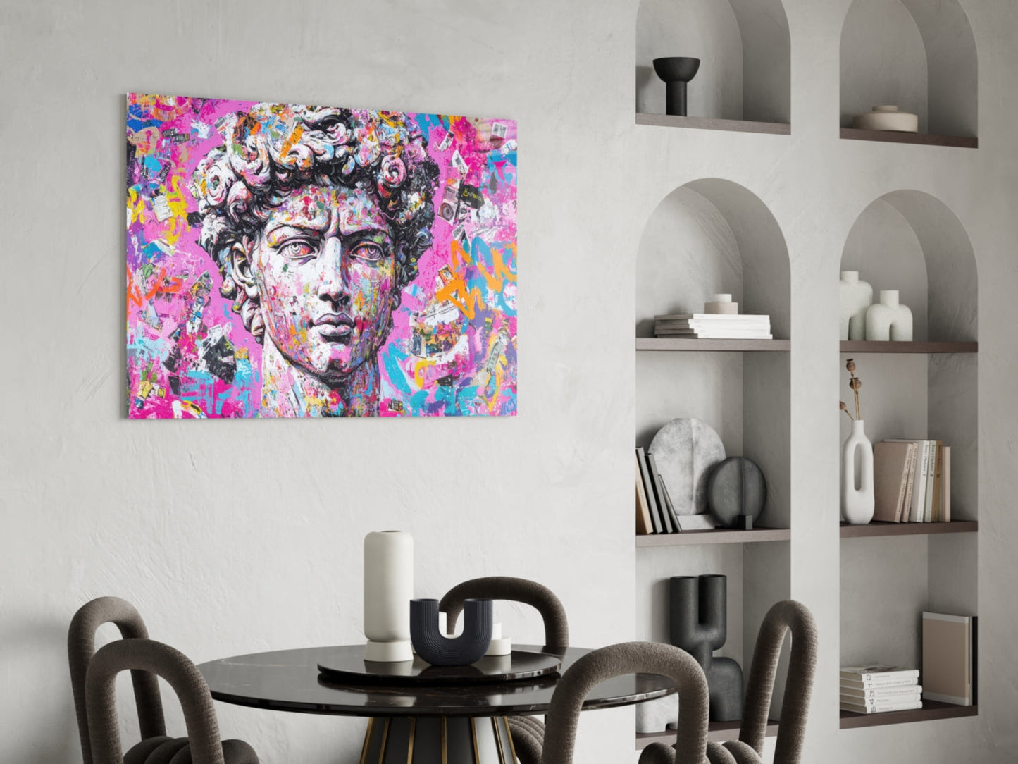 Graffiti David Glass Wall Art || Designer Collection