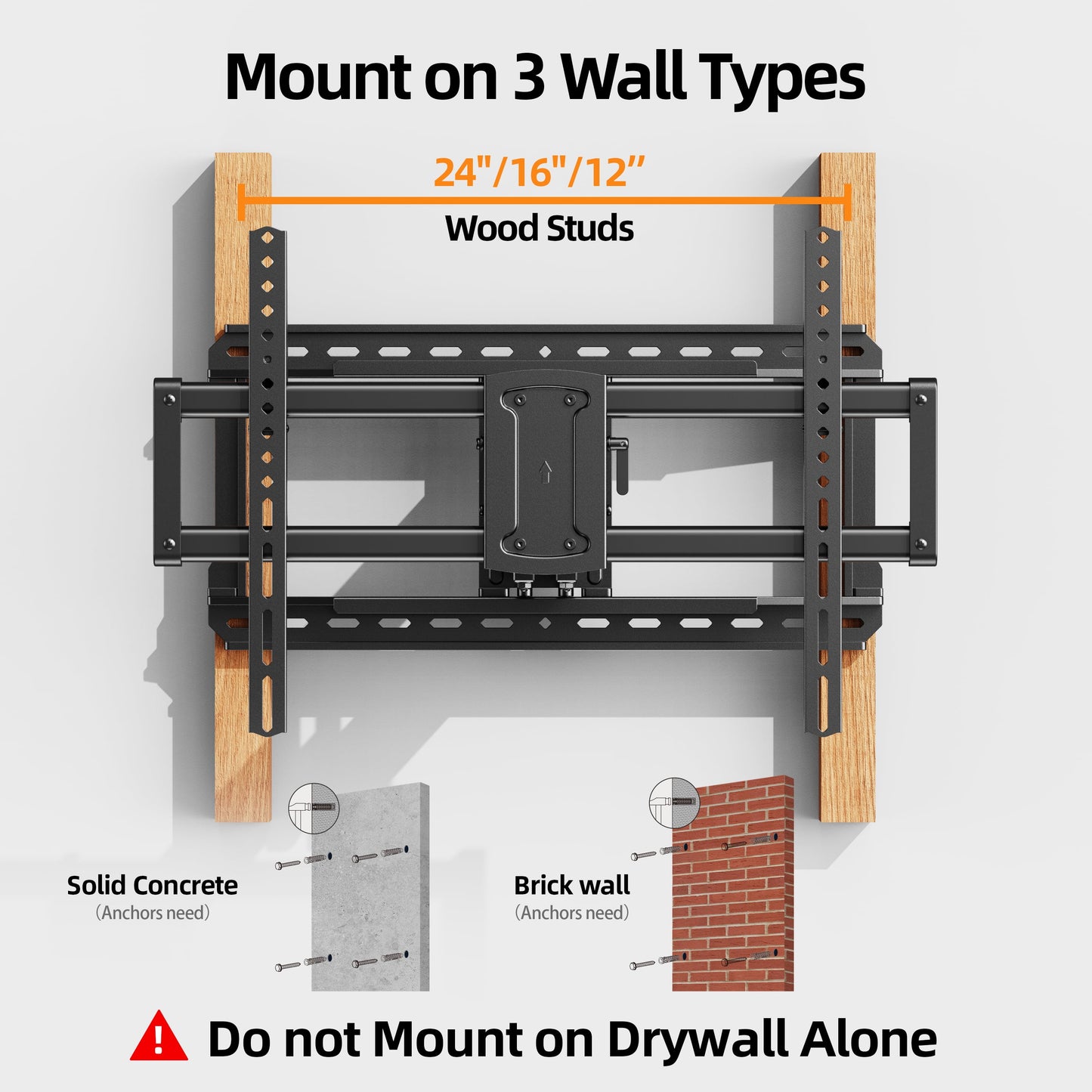 Full Motion TV Wall Mount for 37-95" Screens, Pre-Assembled with Swivel & Tilt, Max VESA 600X400Mm, 150 Lbs Capacity, Fits 24" Wood Studs