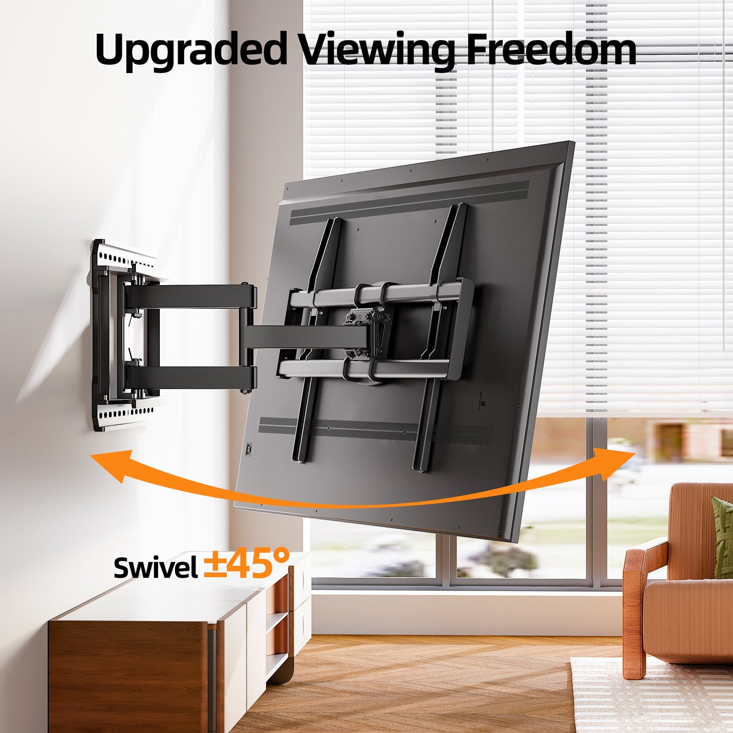 Full Motion TV Wall Mount for 37-95" Screens, Pre-Assembled with Swivel & Tilt, Max VESA 600X400Mm, 150 Lbs Capacity, Fits 24" Wood Studs