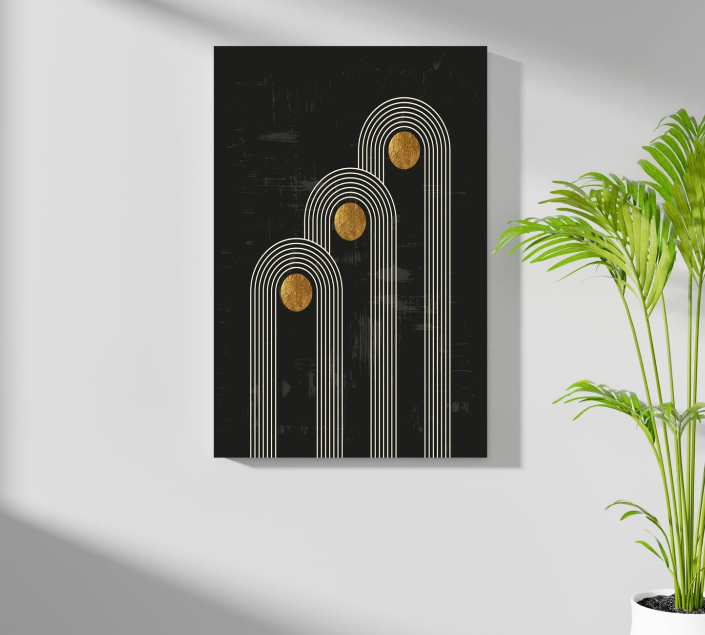 Abstract Line Art Dots and Lines Aluminum Print