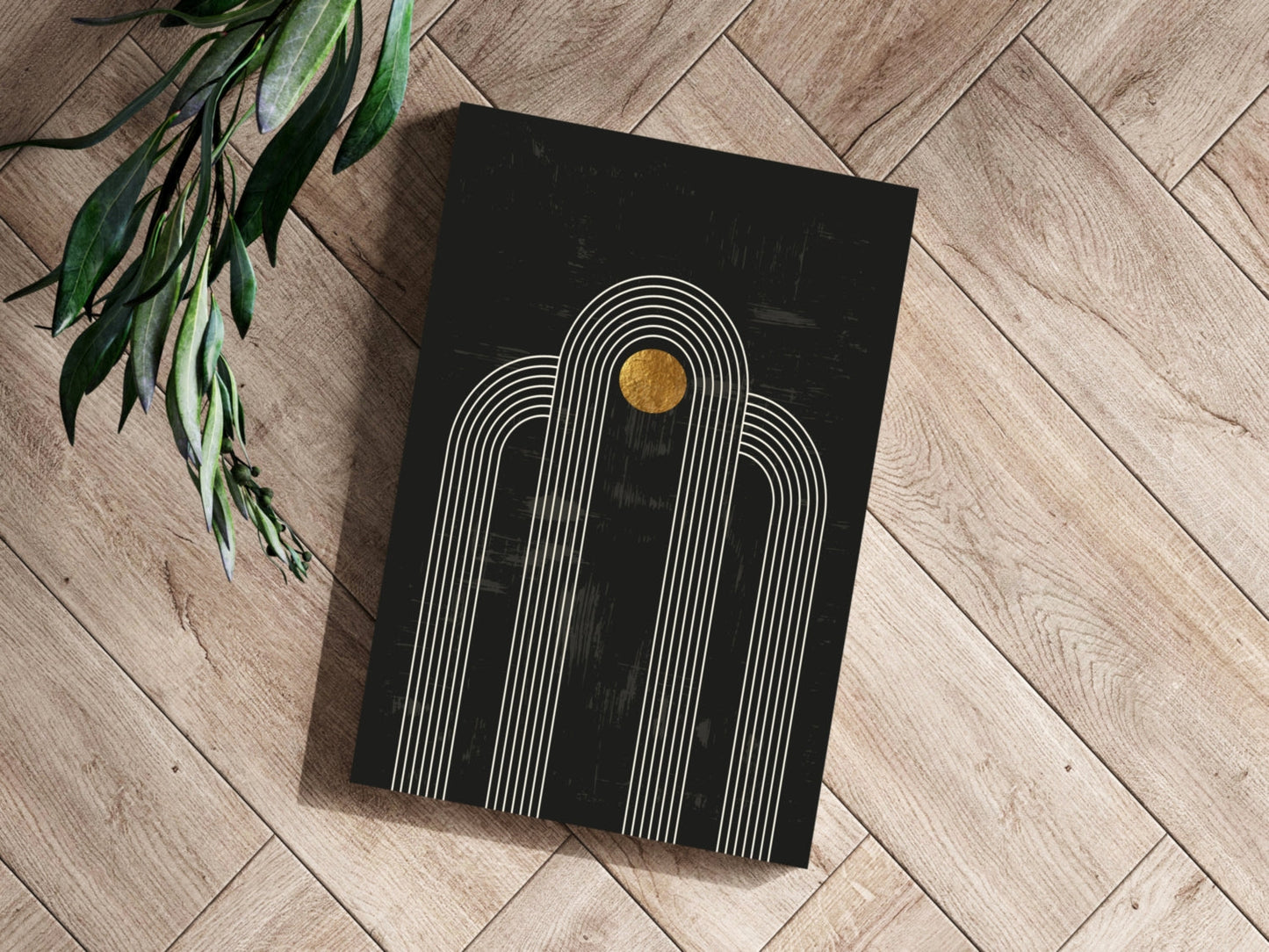 Abstract Line Art Dots and Lines Aluminum Print