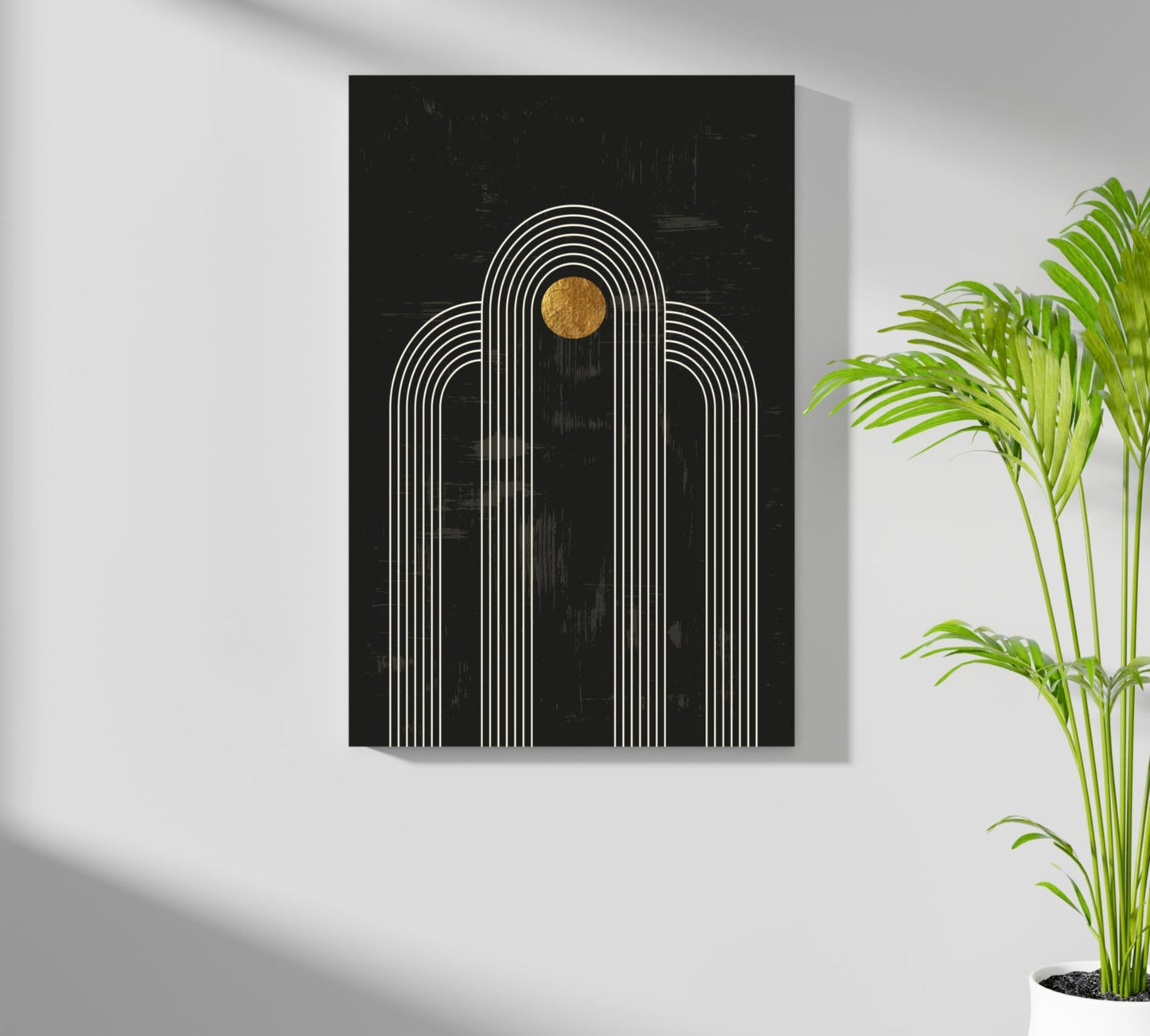 Abstract Line Art Dots and Lines Aluminum Print