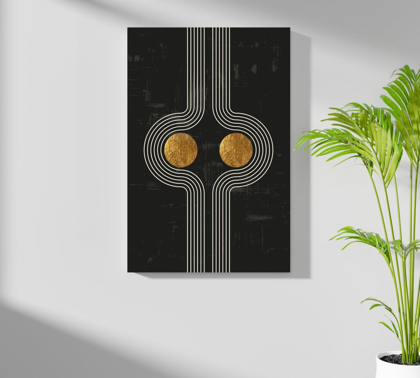 Abstract Line Art Dots and Lines Aluminum Print