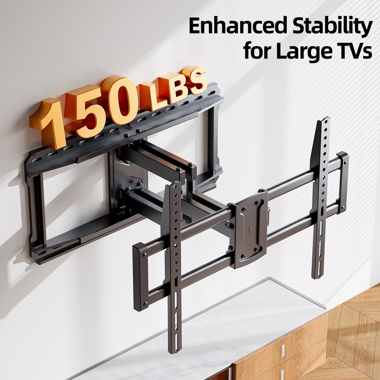 Full Motion TV Wall Mount for 37-95" Screens, Pre-Assembled with Swivel & Tilt, Max VESA 600X400Mm, 150 Lbs Capacity, Fits 24" Wood Studs