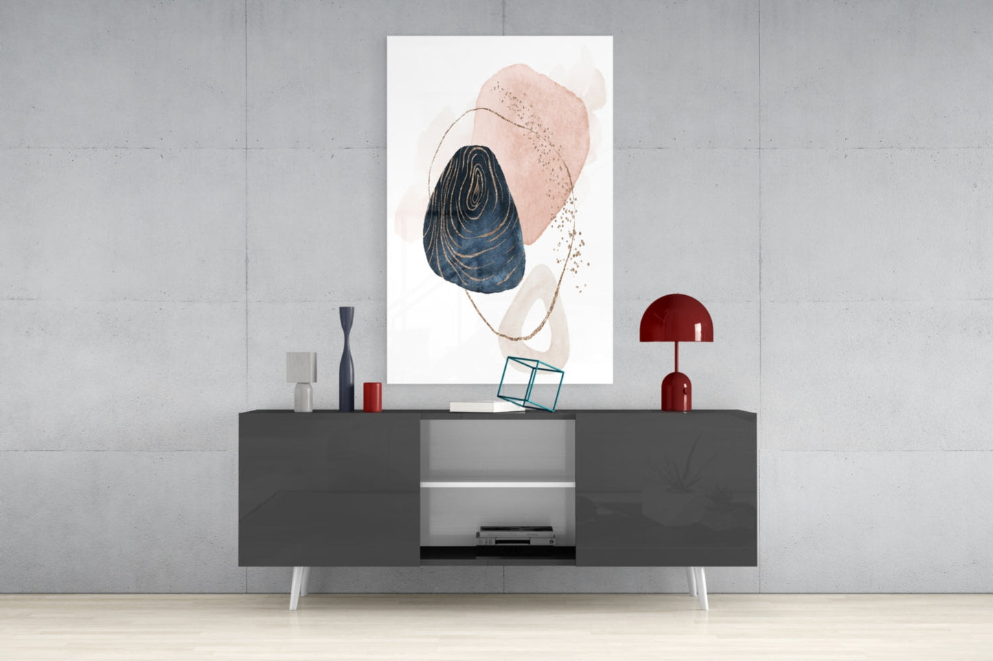 Abstract Shapes Glass Wall Art