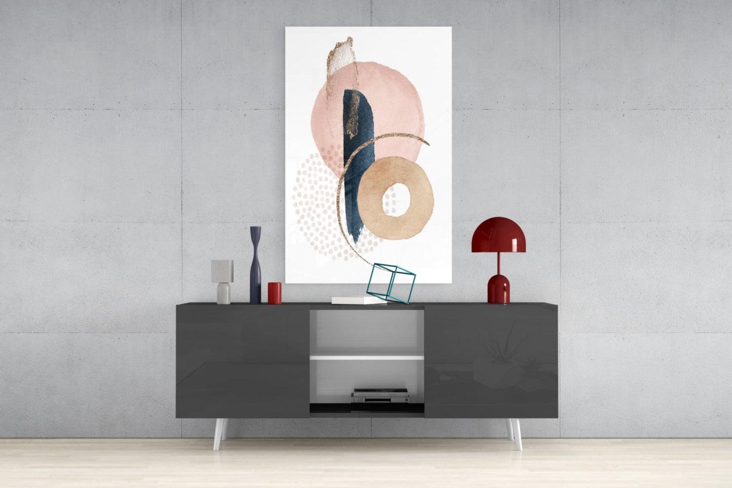 Abstract Shapes Glass Wall Art