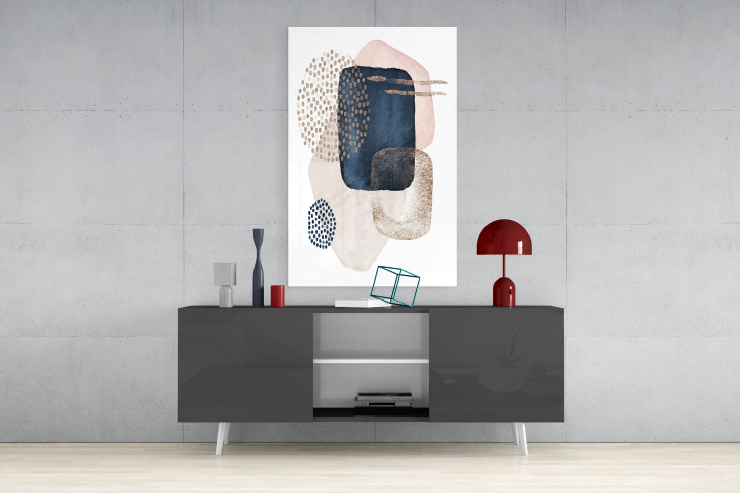 Abstract Shapes Glass Wall Art