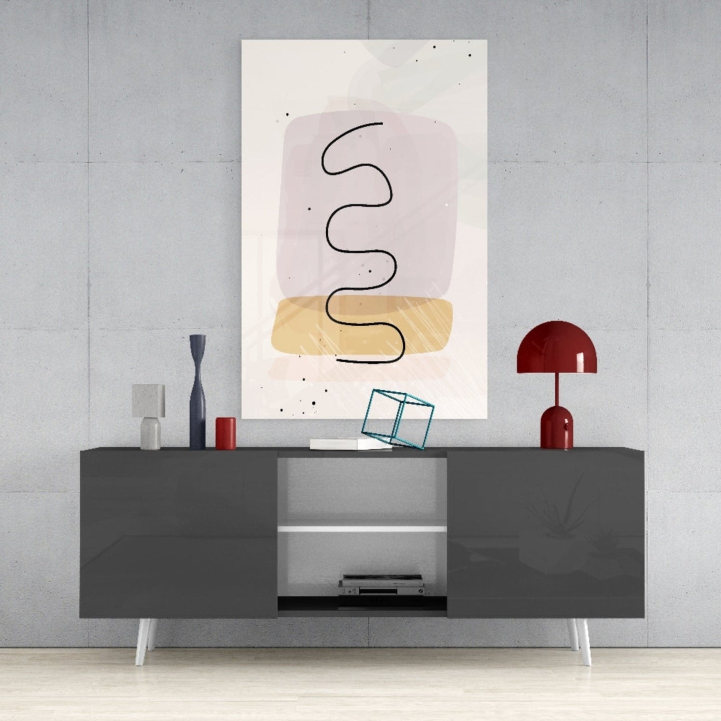 Abstract Shapes Glass Wall Art