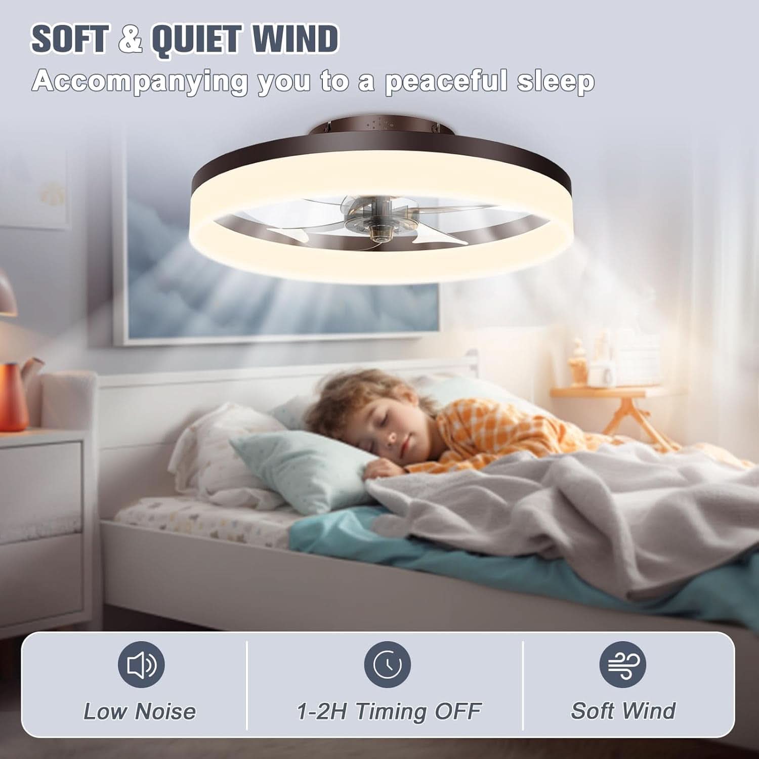 Smart Bladeless Ceiling Fan With Remote And LED Lights-4