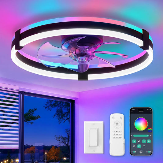 Twenty Inch RGB Ceiling Fan With Remote Dimmable LED
