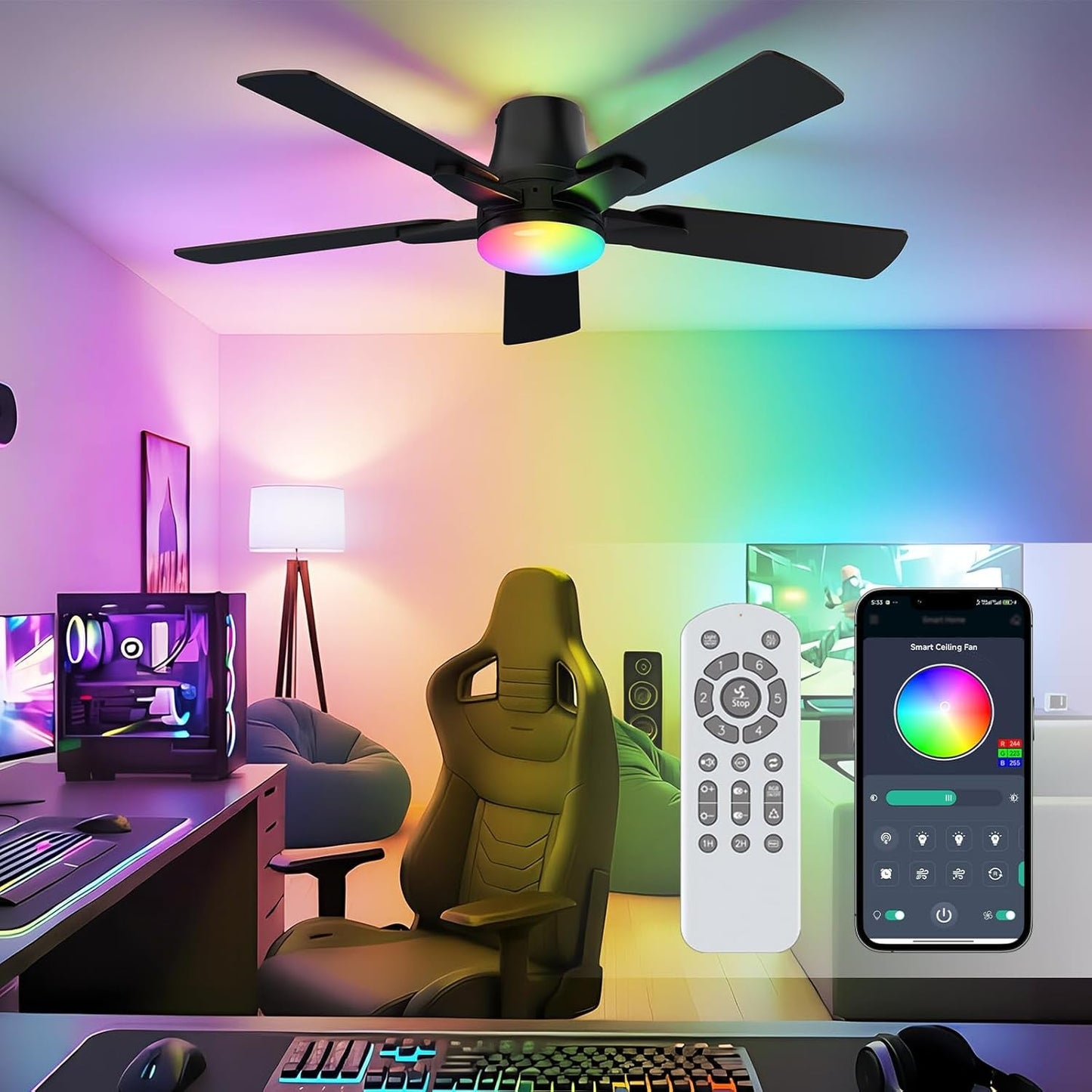 RGB Ceiling Fan Light (42")