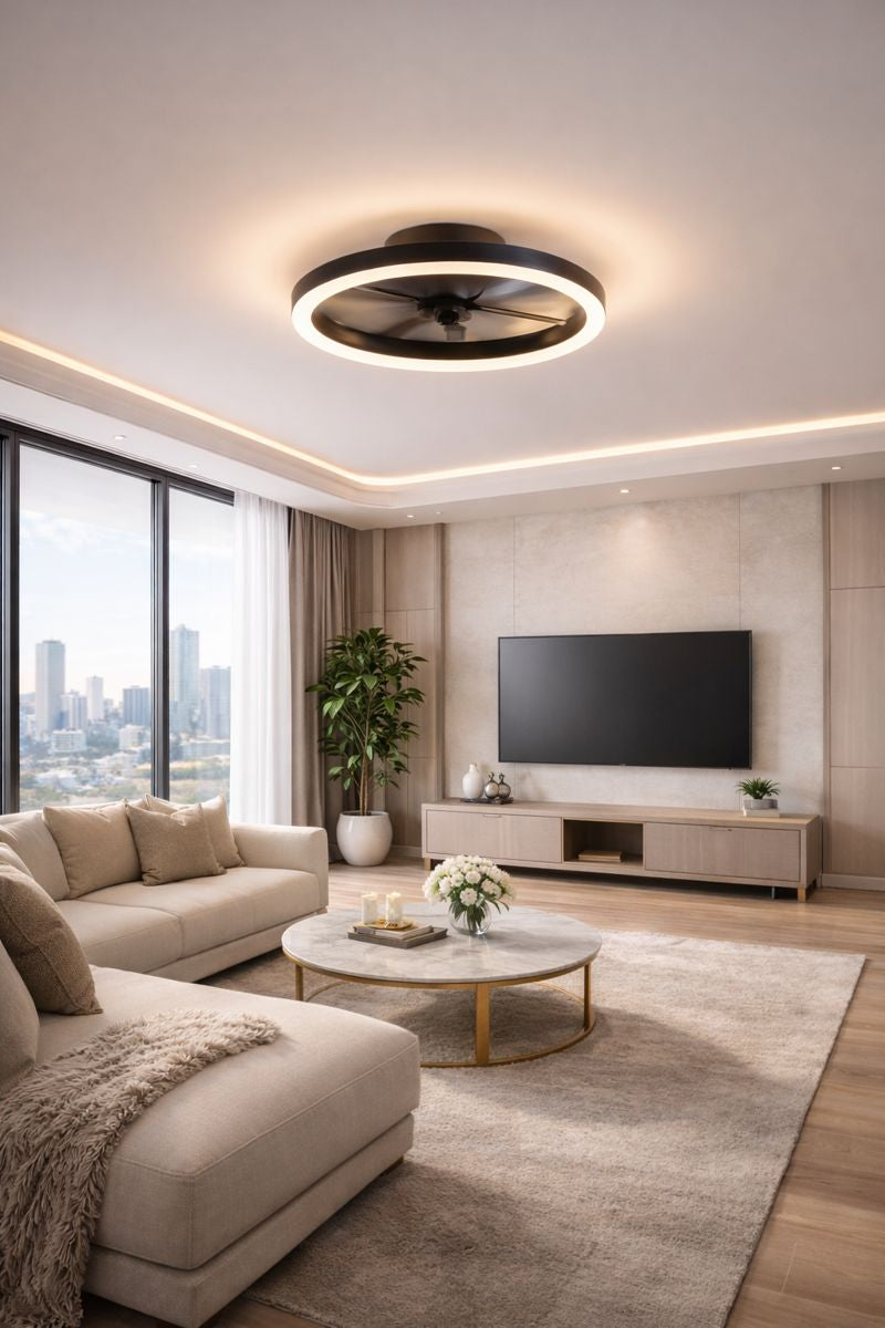 Low Profile Ceiling Fan With Remote For Bedroom Lighting