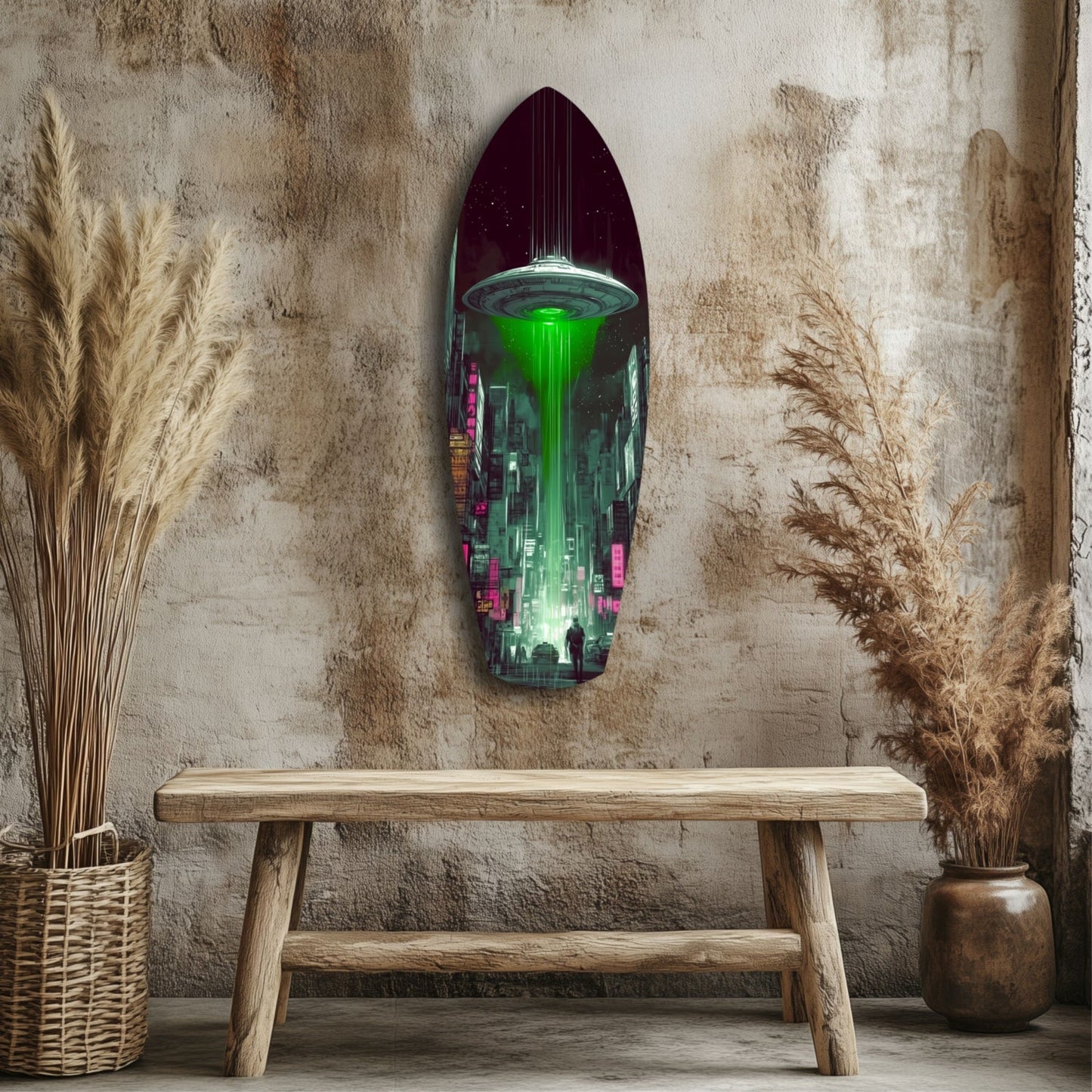 Alien Invade Glass Wall Art