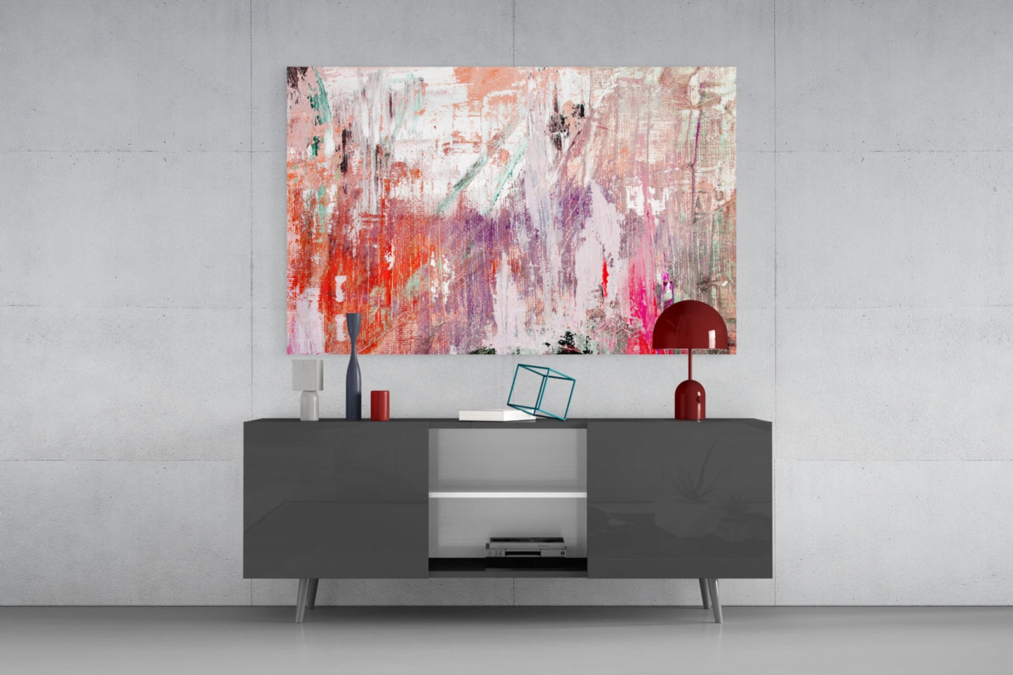 Abstract Coral Lavender (Glass Wall Art)
