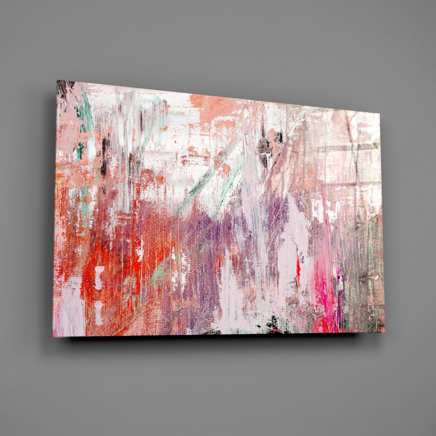 Abstract Coral Lavender (Glass Wall Art)