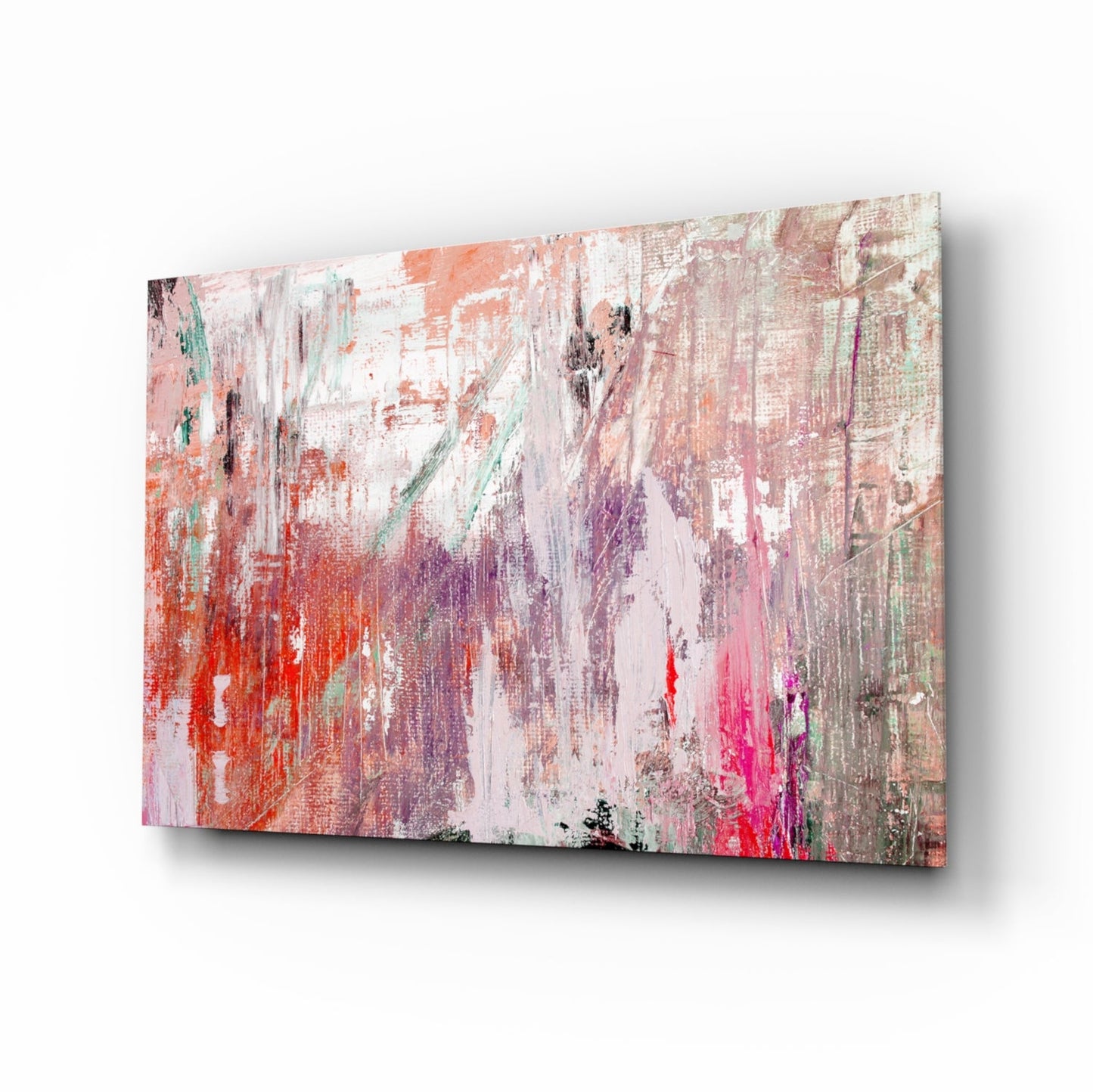 Abstract Coral Lavender (Glass Wall Art)