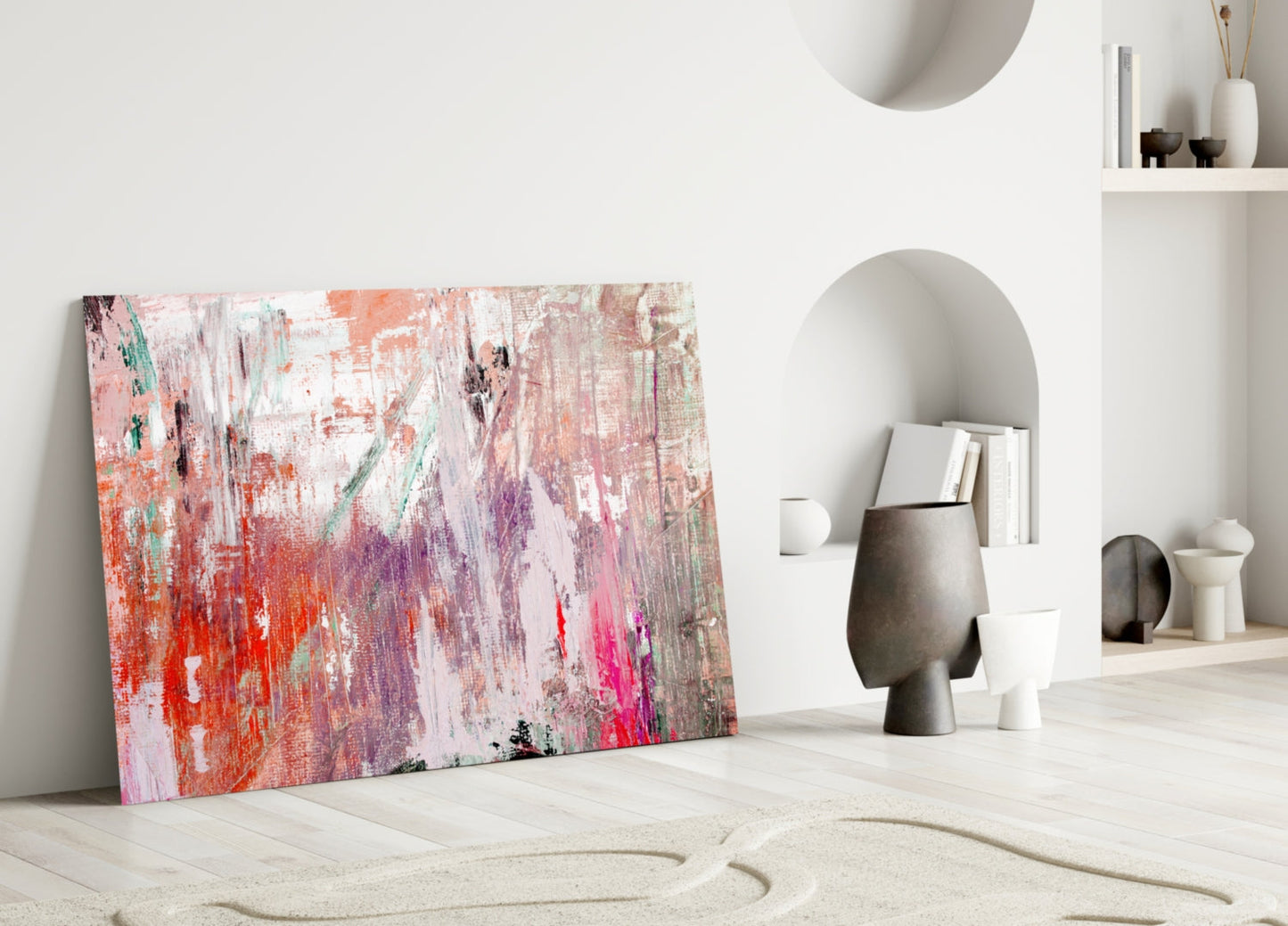 Abstract Coral Lavender (Glass Wall Art)