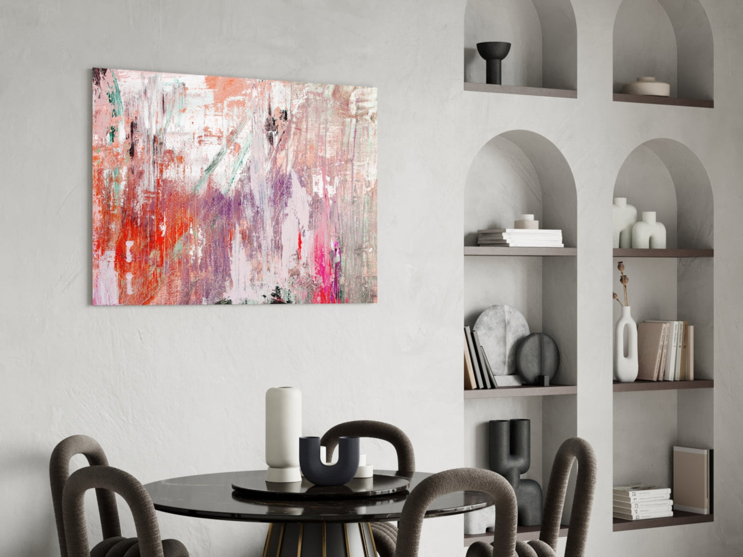 Abstract Coral Lavender (Glass Wall Art)