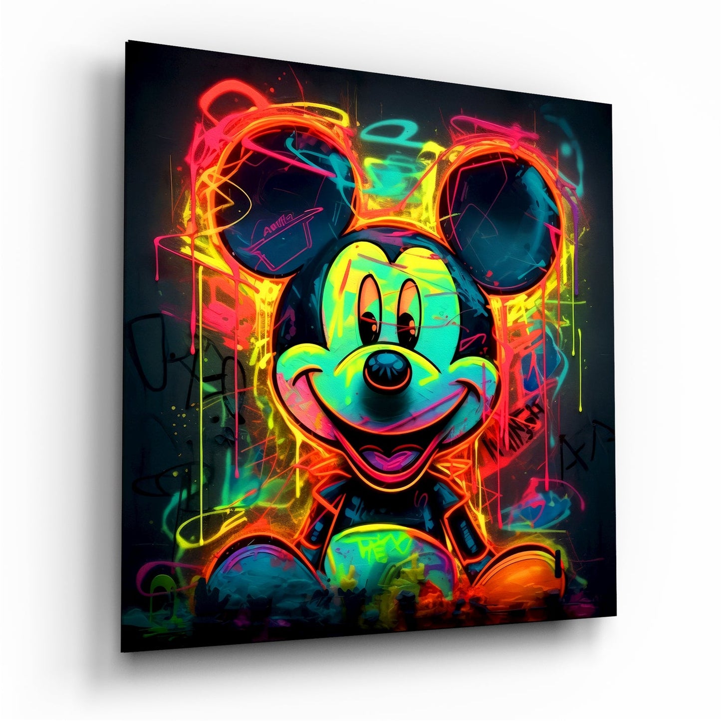 Neon Mickey (Glass Wall Art)