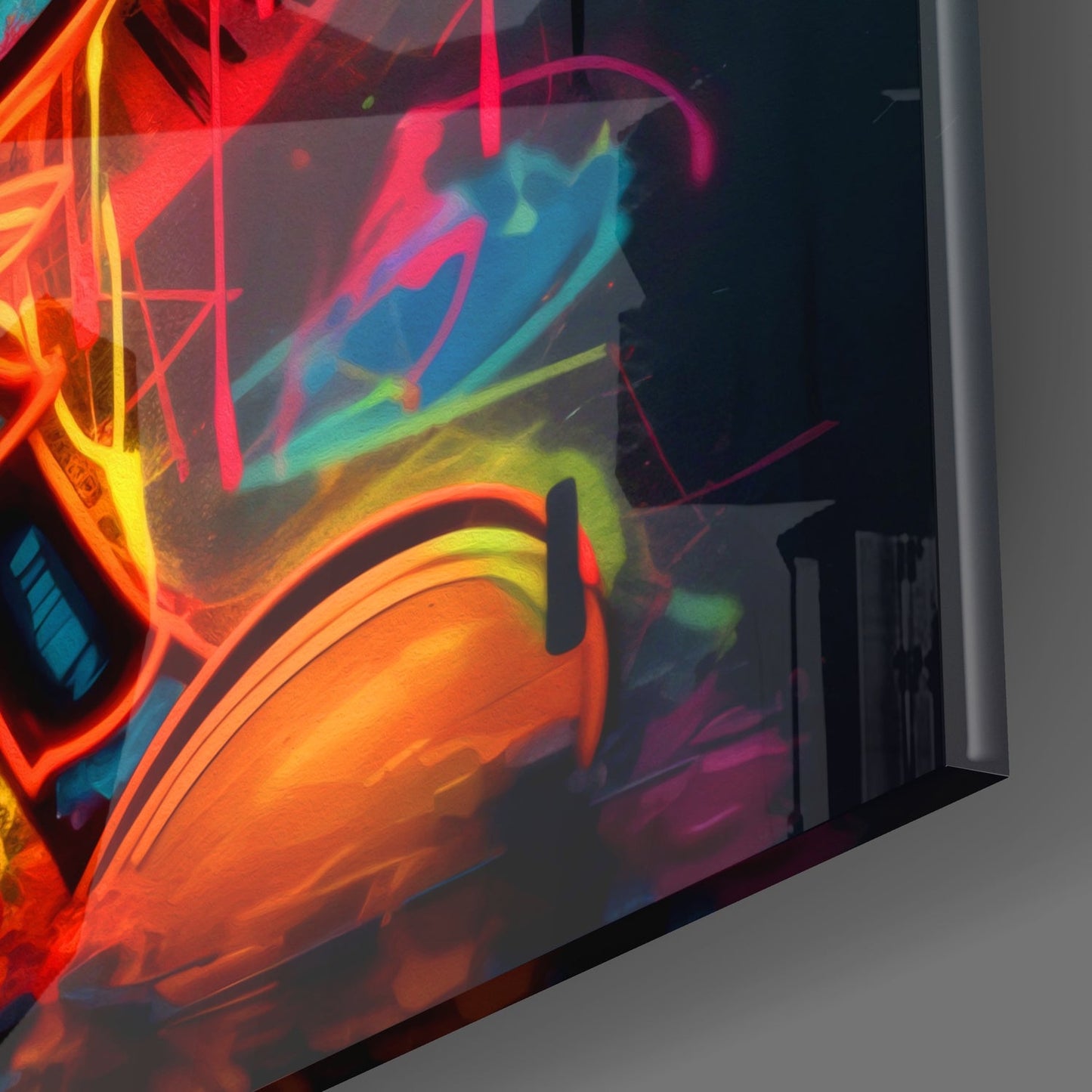 Neon Mickey (Glass Wall Art)