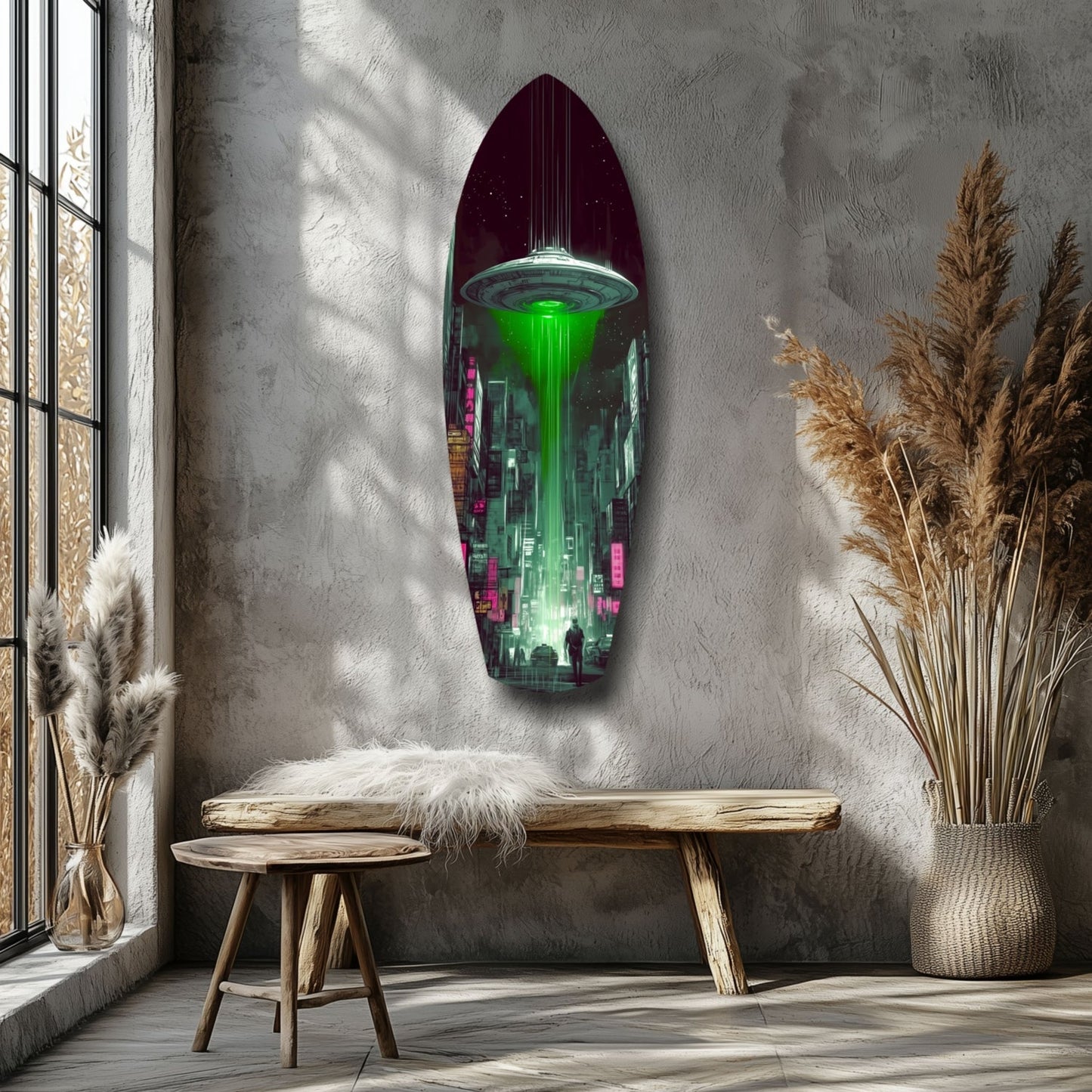 Alien Invade Glass Wall Art